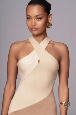Beige Steph Halter Maxi Dress