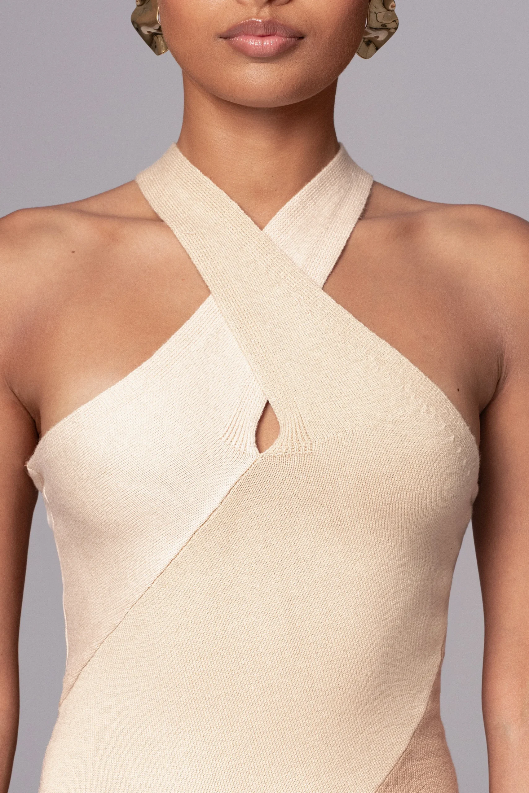Beige Steph Halter Maxi Dress