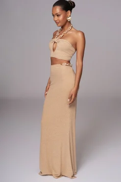 Beige Summer Horizon Skirt Set