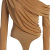 Beige Ultra High Neck Bodysuit