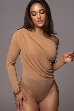 Beige Ultra High Neck Bodysuit
