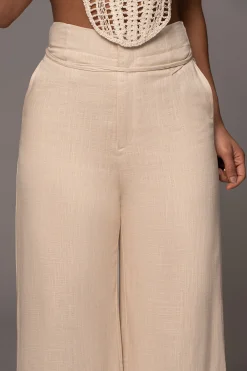 Beige Waverly Linen Trousers
