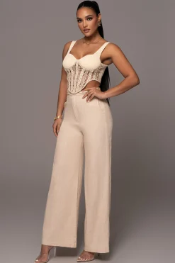 Beige Waverly Linen Trousers