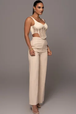 Beige Waverly Linen Trousers