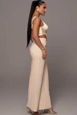Beige Waverly Linen Trousers