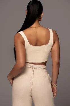 Beige Waverly Linen Trousers