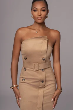 Beige Xena Suede Maxi Dress