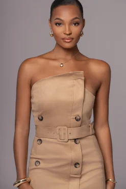 Beige Xena Suede Maxi Dress