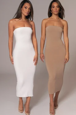 Beige/Ivory Shelley Reversible Maxi Dress