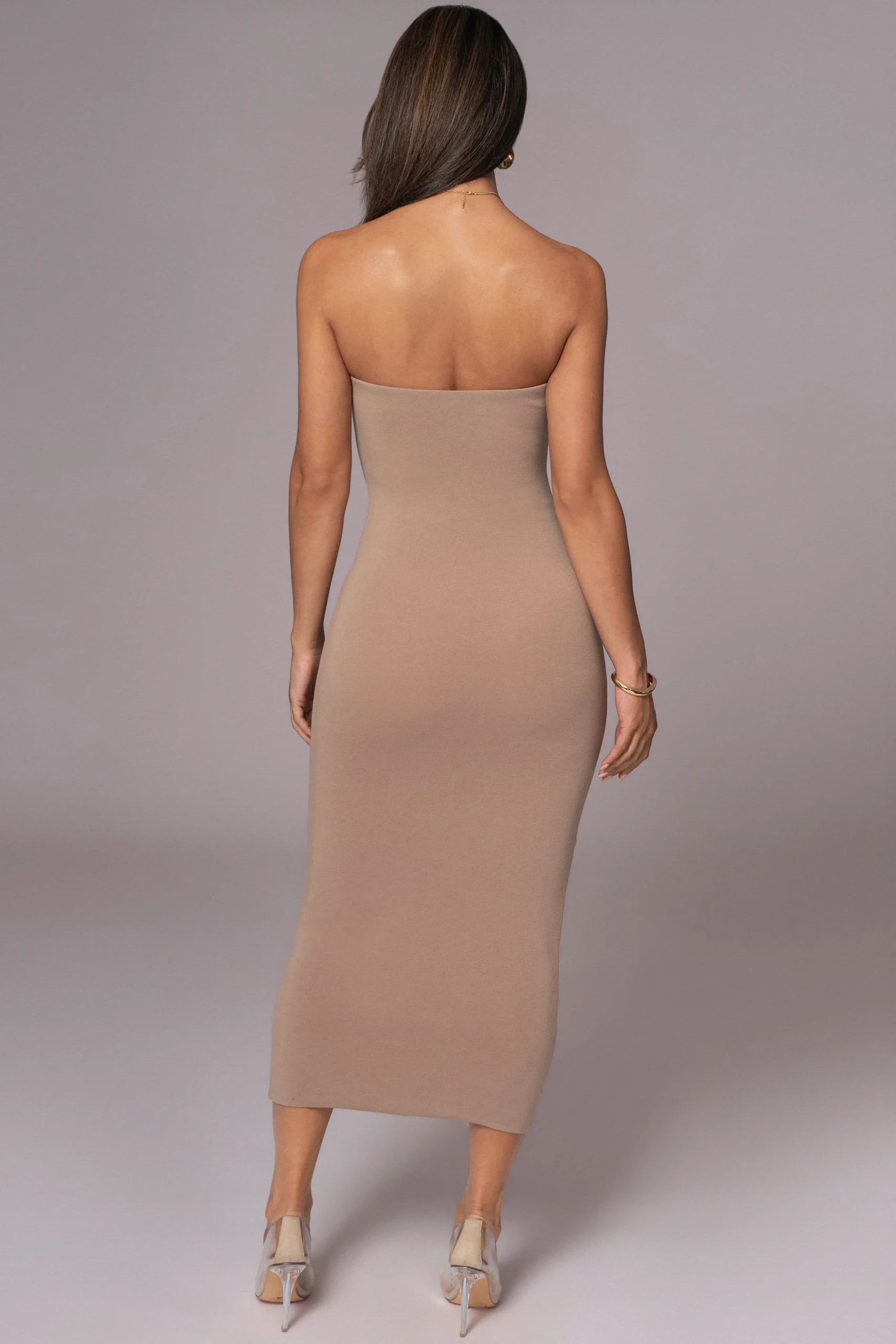 Beige/Ivory Shelley Reversible Maxi Dress