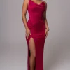 Berry Cowl Neck Chain Dress