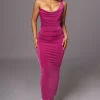 Berry Slinky Krishna One Shoulder Maxi Dress