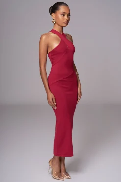 Berry Steph Halter Maxi Dress