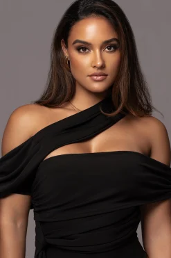 Black Above All Drape Bodysuit