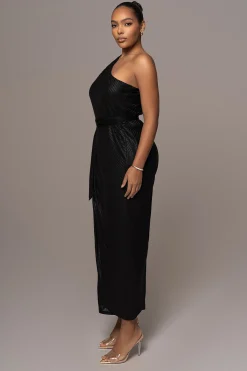 Black Amina Metallic Maxi Dress