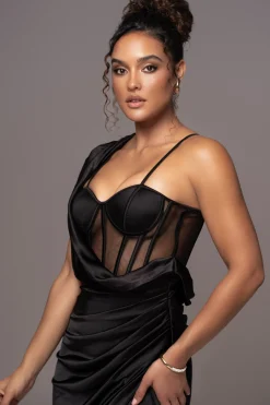 Black Anastacia Drape Maxi Dress