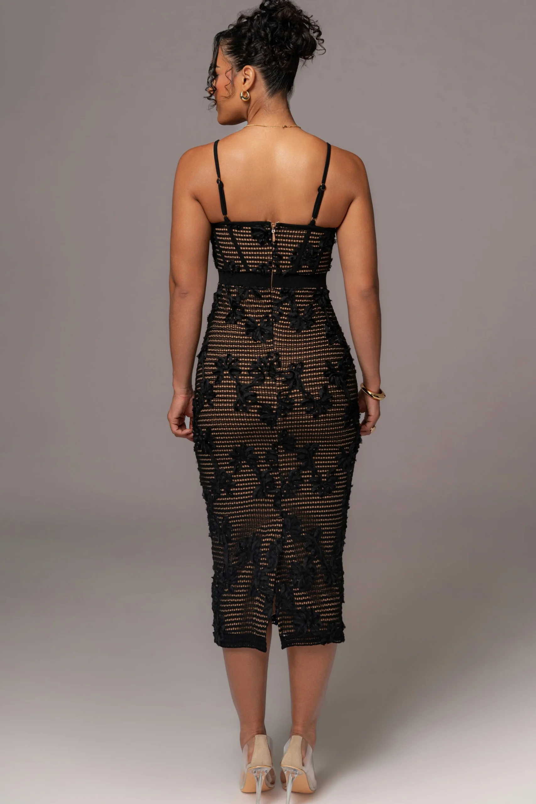 Black Angelic Lace Midi Dress