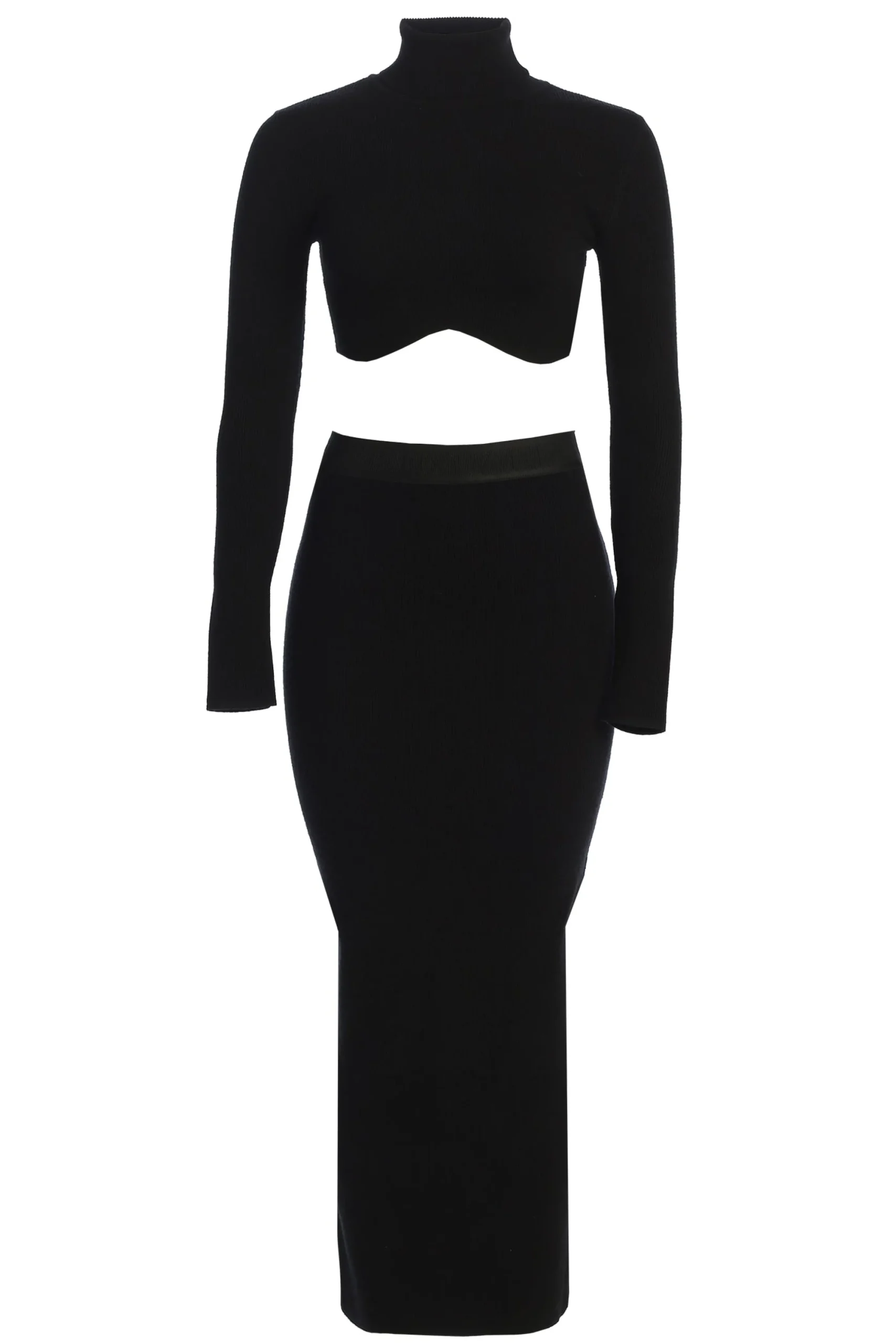 Black Anise Ribbed Skirt Set