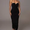 Black Arcadia Mesh Midi Dress