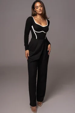 Black Asymmetrical Draped Trousers