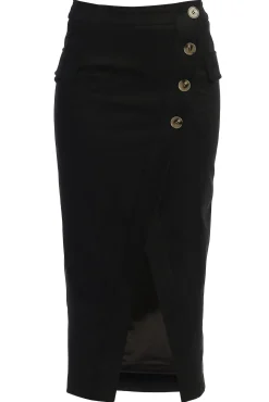 Black Audrey Suede Midi Skirt