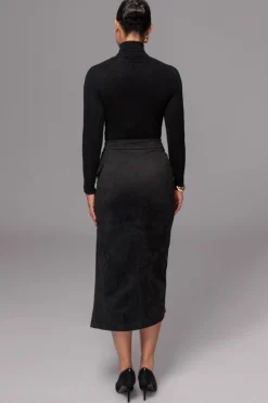 Black Audrey Suede Midi Skirt