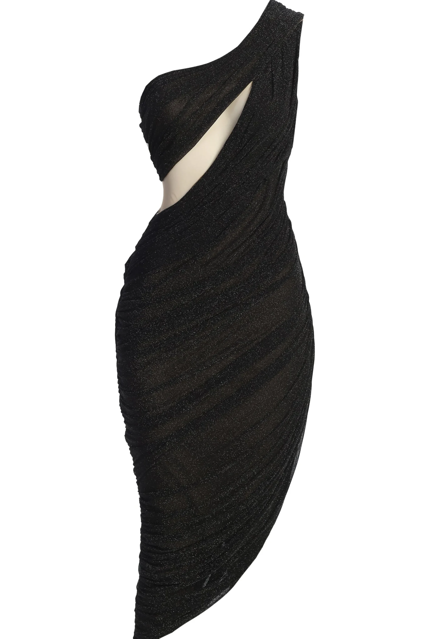 Black Aura Shimmer Midi Dress
