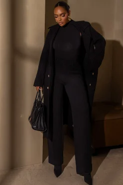 Black Back In Business Knit Trousers