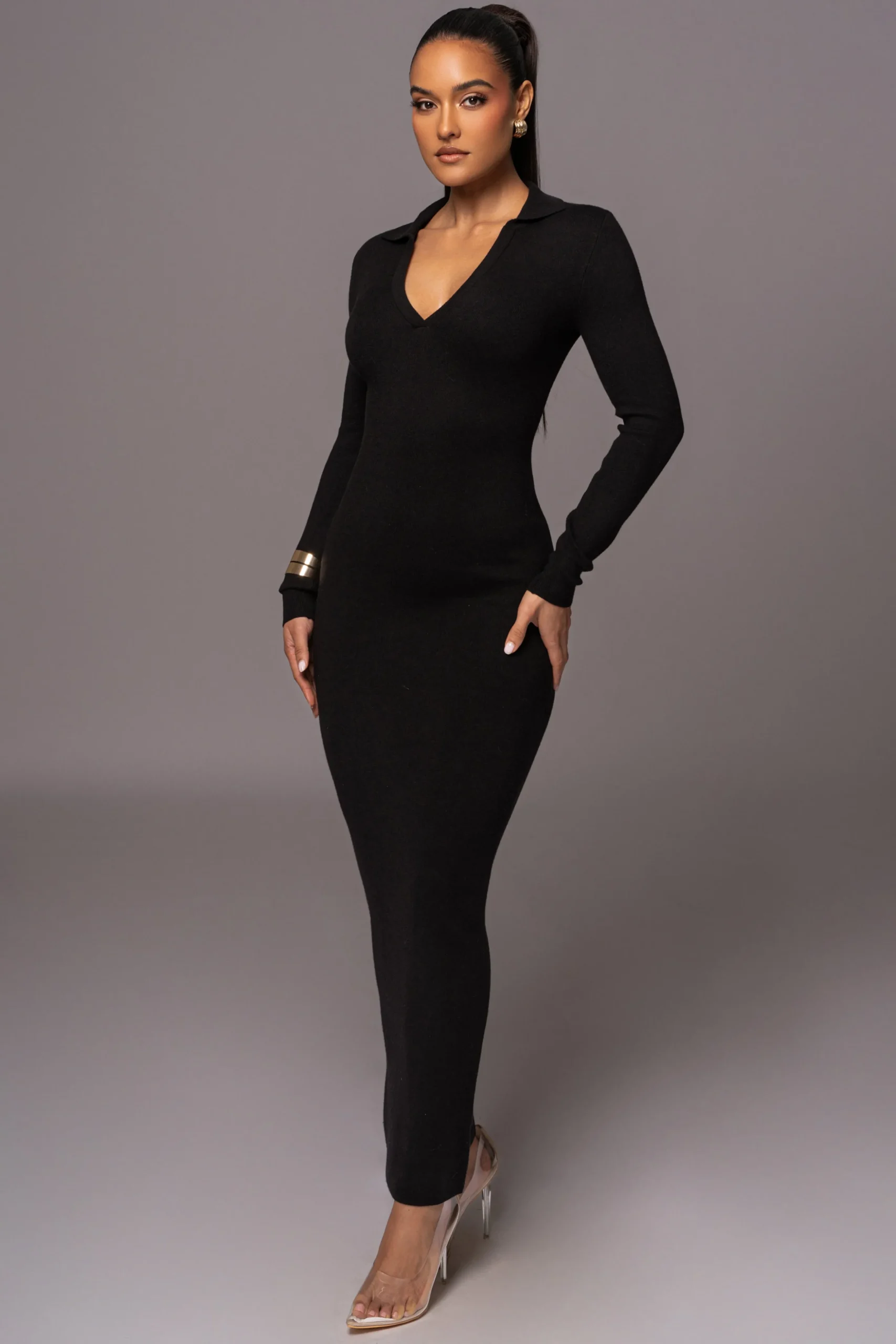 Black Bellinda Collar Maxi Dress