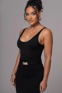 Black Belted Envy Midi Dress