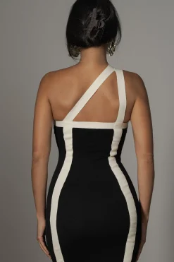 Black Breann Contrast Maxi Dress