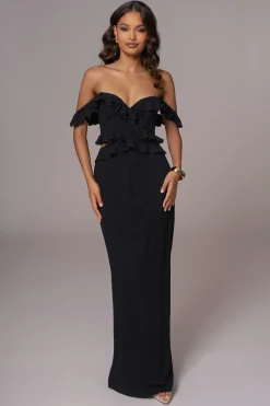 Black Brighter Days Linen Maxi Dress