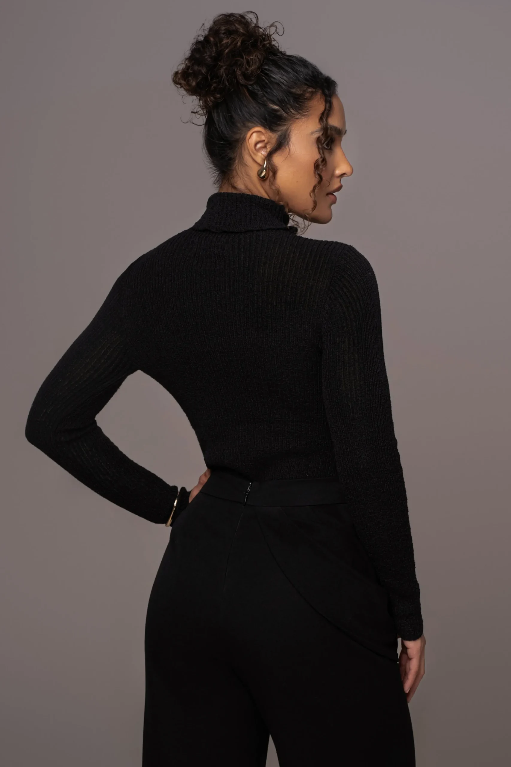 Black Carli Turtle Neck Top