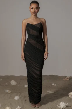 Black Catalina Lurex Knit Maxi Dress