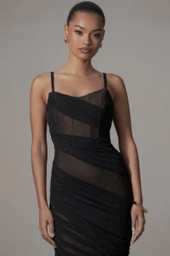 Black Catalina Lurex Knit Maxi Dress