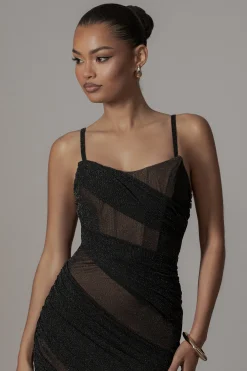 Black Catalina Lurex Knit Maxi Dress