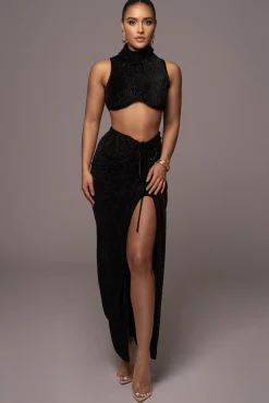 Black Chosen One Velvet Skirt Set