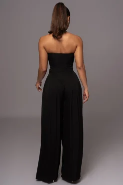 Black Clara Wide Leg Pleated Trousers