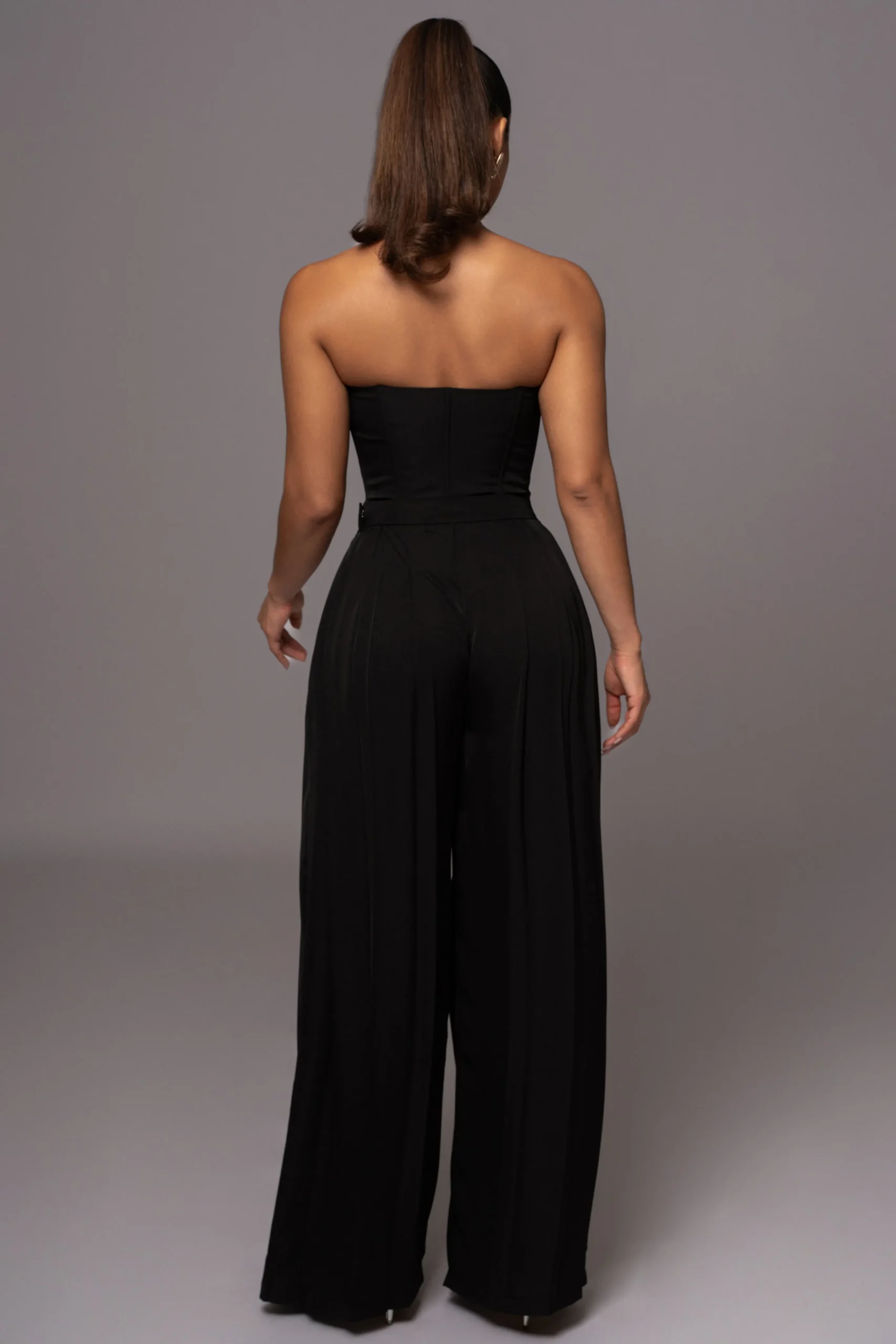 Black Clara Wide Leg Pleated Trousers