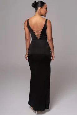 Black Cowl Neck Chain Dress