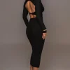 Black Danni Ribbed Maxi Dress