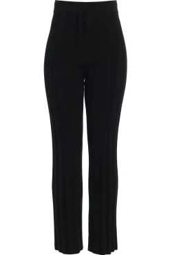 Black Darcey Ribbed Pants