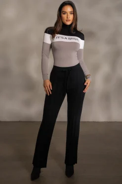 Black Darcey Ribbed Pants