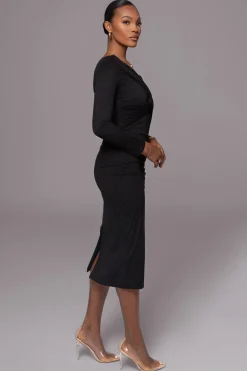 Black Dayanna Suede Midi Dress