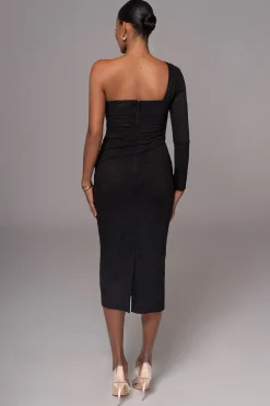 Black Dayanna Suede Midi Dress