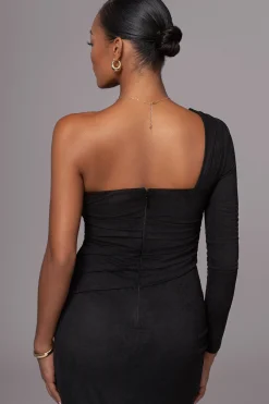 Black Dayanna Suede Midi Dress