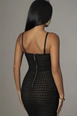Black Deep Sea Crochet Maxi Dress