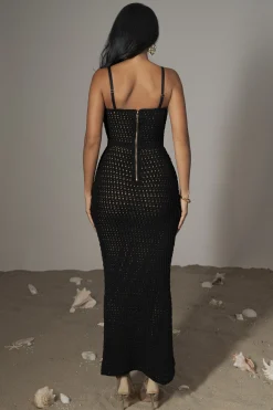 Black Deep Sea Crochet Maxi Dress