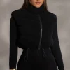 Black Delma Ribbed Puffer Vest