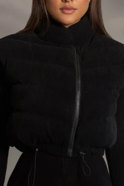 Black Delma Ribbed Puffer Vest